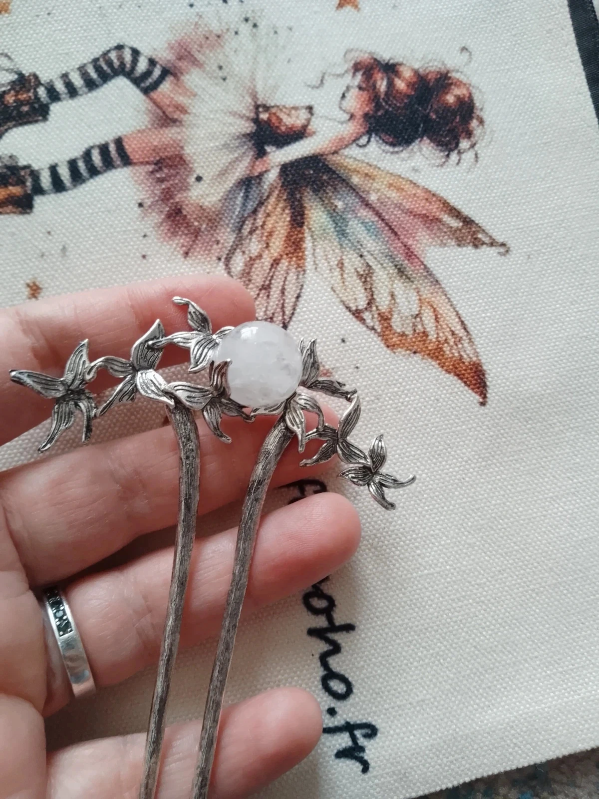 Pinza de pelo con cristal de roca – photo 2